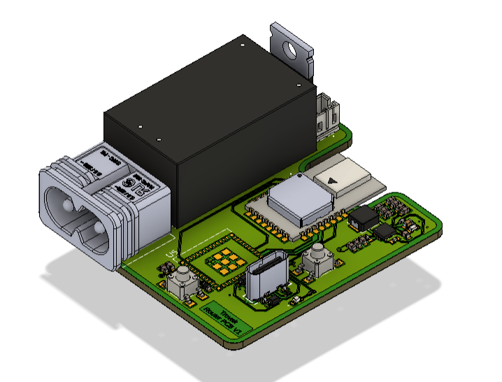 Trovak mesh network router anchor PCB with embedded ESP32-C6 Mini and integrated UWB spatial tracking transceiver components